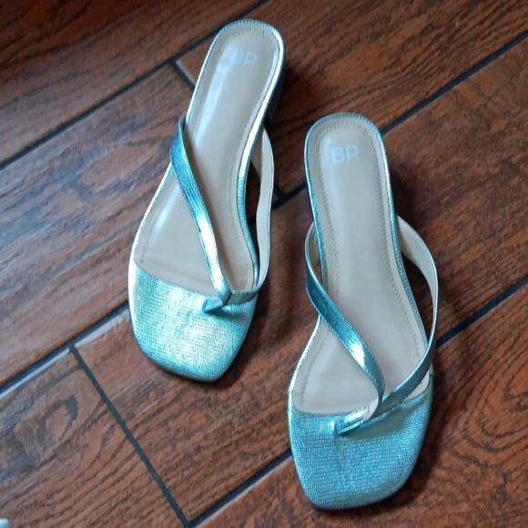 BP Talon Metallic Blue Thomg Sandals Shoes 11 - Picture 2 of 8